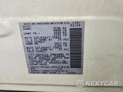 Zdjęcie 13 z 13 samochodu: 2014 NISSAN ROGUE SV VIN:5N1AT2MT6EC807958 - miniatura
