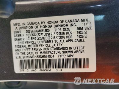 Zdjęcie 14 z 14 samochodu: 2016 HONDA CR-V LX VIN:2HKRM3H38GH564004 - miniatura
