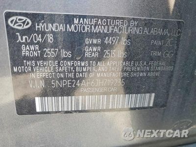 Zdjęcie 12 z 12 samochodu: 2018 HYUNDAI SONATA SE VIN:5NPE24AF6JH719235 - miniatura