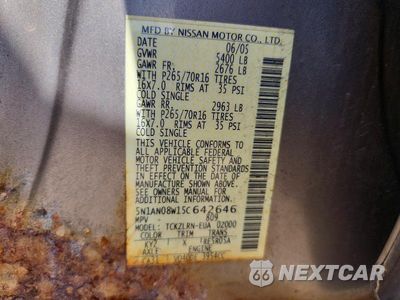 Zdjęcie 12 z 12 samochodu: 2005 NISSAN XTERRA S VIN:5N1AN08W15C642646 - miniatura