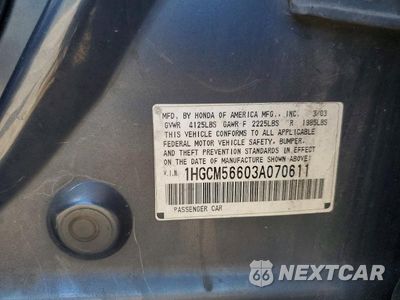 Zdjęcie 12 z 12 samochodu: 2003 HONDA ACCORD EX VIN:1HGCM56603A070611 - miniatura