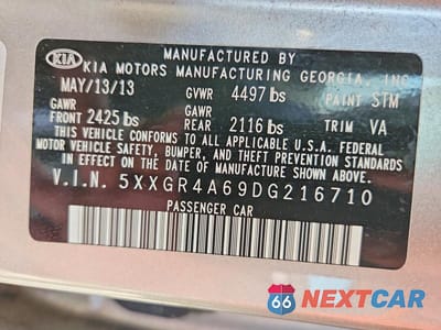 Zdjęcie 13 z 13 samochodu: 2013 KIA OPTIMA SX VIN:5XXGR4A69DG216710 - miniatura