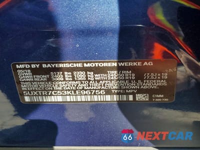 Zdjęcie 14 z 14 samochodu: 2019 BMW X3 SDRIVE30I VIN:5UXTR7C53KLE96756 - miniatura