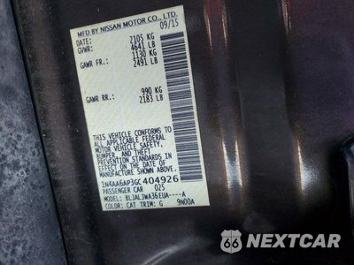 Zdjęcie 12 z 12 samochodu: 2016 NISSAN MAXIMA 3.5 SV VIN:1N4AA6AP3GC404926 - miniatura