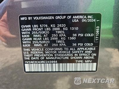 Zdjęcie 13 z 13 samochodu: 2024 VOLKSWAGEN ATLAS CROSS SPORT SEL R-LINE VIN:1V2AE2CA3RC243964 - miniatura
