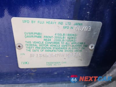 Zdjęcie 14 z 14 samochodu: 2004 SUBARU FORESTER 2.5X VIN:JF1SG63604H713338 - miniatura
