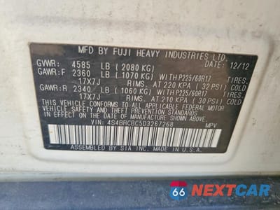 Zdjęcie 12 z 12 samochodu: 2013 SUBARU OUTBACK 2.5I PREMIUM VIN:4S4BRCBC5D3267268 - miniatura