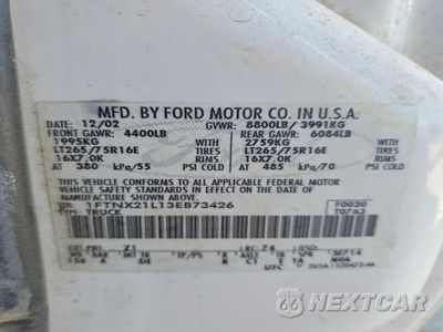 Zdjęcie 12 z 12 samochodu: 2003 FORD F250 SUPER DUTY VIN:1FTNX21L13EB73426 - miniatura