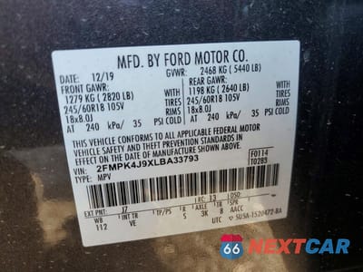 Zdjęcie 13 z 13 samochodu: 2020 FORD EDGE SEL VIN:2FMPK4J9XLBA33793 - miniatura