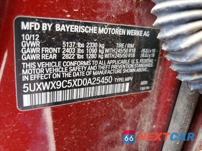 Zdjęcie 12 z 12 samochodu: 2013 BMW X3 XDRIVE28I VIN:5UXWX9C5XD0A25450 - miniatura