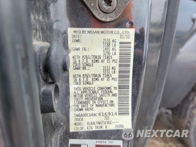 Zdjęcie 12 z 12 samochodu: 2010 NISSAN FRONTIER SE V6 VIN:1N6AD0CU4AC416914 - miniatura