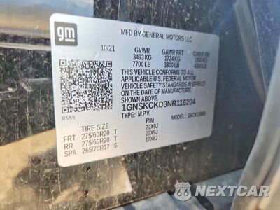 Zdjęcie 13 z 13 samochodu: 2022 CHEVROLET SUBURBAN K1500 LT VIN:1GNSKCKD3NR118204 - miniatura