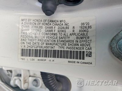 Zdjęcie 12 z 12 samochodu: 2020 HONDA CIVIC SPORT VIN:2HGFC2F8XLH561947 - miniatura
