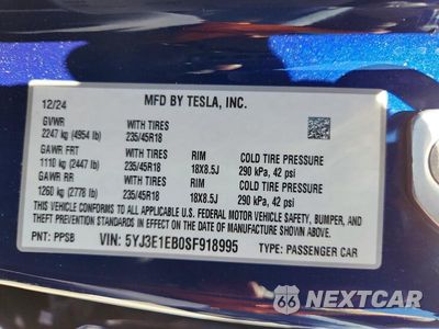 Zdjęcie 12 z 12 samochodu: 2025 TESLA MODEL 3 VIN:5YJ3E1EB0SF918995 - miniatura