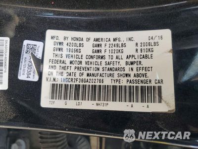 Zdjęcie 12 z 12 samochodu: 2016 HONDA ACCORD LX VIN:1HGCR2F36GA202766 - miniatura