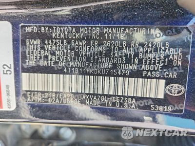 Zdjęcie 12 z 12 samochodu: 2019 TOYOTA CAMRY SE VIN:4T1B11HK0KU715479 - miniatura