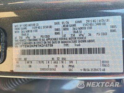 Zdjęcie 12 z 12 samochodu: 2026 FORD F150 STX VIN:1FTEW2KP8TKD15759 - miniatura