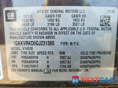 Zdjęcie 13 z 13 samochodu: 2016 GMC ACADIA SLT-1 VIN:1GKKVRKD6GJ231380 - miniatura
