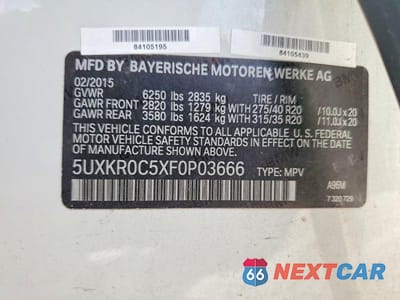 Zdjęcie 13 z 13 samochodu: 2015 BMW X5 XDRIVE35I VIN:5UXKR0C5XF0P03666 - miniatura