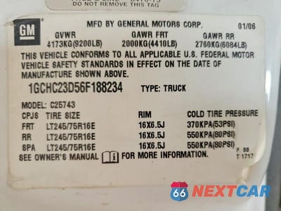 Zdjęcie 13 z 13 samochodu: 2006 CHEVROLET SILVERADO C2500 HEAVY DUTY VIN:1GCHC23D56F188234 - miniatura