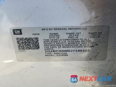 Zdjęcie 12 z 12 samochodu: 2018 CHEVROLET CRUZE LS VIN:1G1BC5SM0J7189103 - miniatura