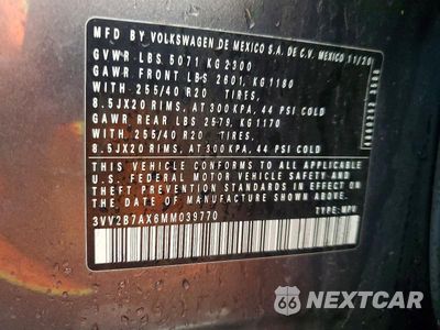 Zdjęcie 13 z 13 samochodu: 2021 VOLKSWAGEN TIGUAN SE VIN:3VV2B7AX6MM039770 - miniatura