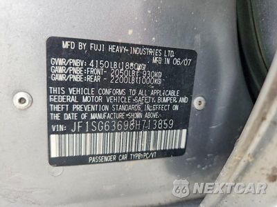 Zdjęcie 12 z 12 samochodu: 2008 SUBARU FORESTER 2.5X VIN:JF1SG63698H713859 - miniatura