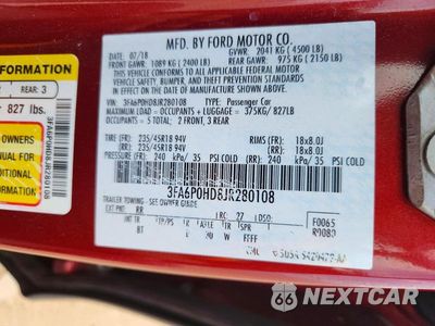 Zdjęcie 12 z 12 samochodu: 2018 FORD FUSION SE VIN:3FA6P0HD8JR280108 - miniatura
