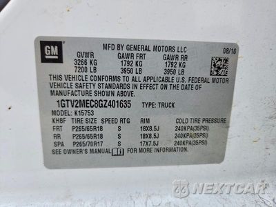 Zdjęcie 12 z 12 samochodu: 2016 GMC SIERRA K1500 SLE VIN:1GTV2MEC8GZ401635 - miniatura
