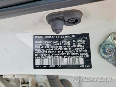Zdjęcie 12 z 12 samochodu: 2018 HONDA CIVIC EX VIN:SHHFK7H50JU233763 - miniatura