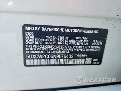 Zdjęcie 12 z 12 samochodu: 2022 BMW X7 XDRIVE40I VIN:5UXCW2C06N9L76402 - miniatura
