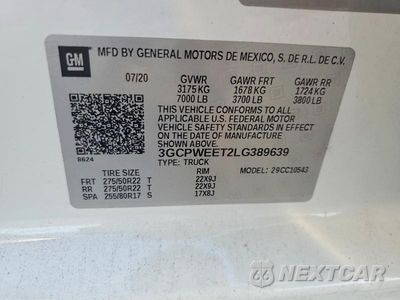 Zdjęcie 12 z 12 samochodu: 2020 CHEVROLET SILVERADO C1500 LTZ VIN:3GCPWEET2LG389639 - miniatura