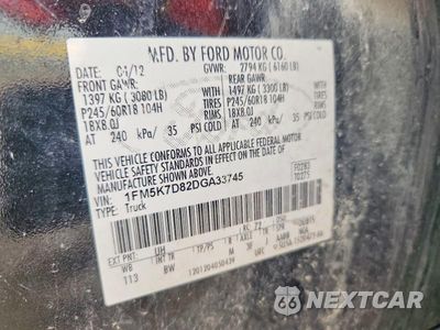 Zdjęcie 13 z 13 samochodu: 2013 FORD EXPLORER XLT VIN:1FM5K7D82DGA33745 - miniatura
