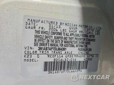 Zdjęcie 12 z 12 samochodu: 2013 NISSAN SENTRA S VIN:3N1AB7AP7DL664391 - miniatura