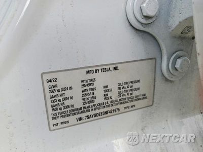 Zdjęcie 23 z 24 samochodu: 2022 TESLA MODEL Y VIN:7SAYGDEE3NF421975 - miniatura