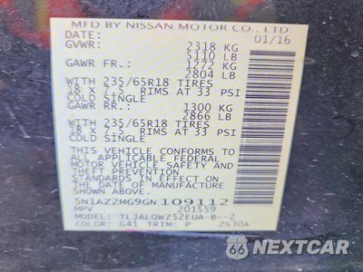 Zdjęcie 19 z 20 samochodu: 2016 NISSAN MURANO SV VIN:5N1AZ2MG9GN109112 - miniatura