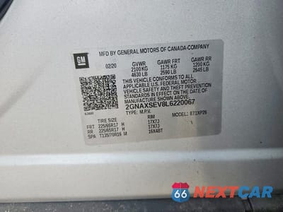 Zdjęcie 13 z 13 samochodu: 2020 CHEVROLET EQUINOX LS VIN:2GNAXSEV8L6220067 - miniatura