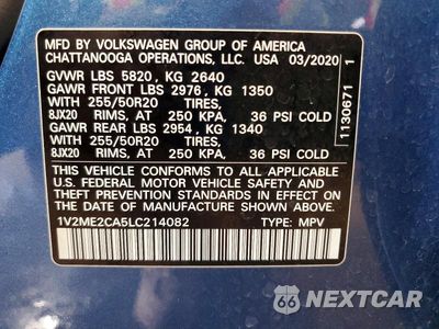 Zdjęcie 14 z 14 samochodu: 2020 VOLKSWAGEN ATLAS CROSS SPORT SEL VIN:1V2ME2CA5LC214082 - miniatura