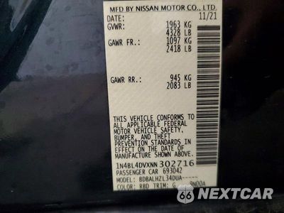 Zdjęcie 13 z 13 samochodu: 2022 NISSAN ALTIMA SV VIN:1N4BL4DVXNN302716 - miniatura