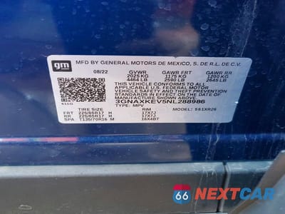 Zdjęcie 12 z 12 samochodu: 2022 CHEVROLET EQUINOX LT VIN:3GNAXKEV5NL288986 - miniatura