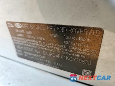 Zdjęcie 12 z 12 samochodu: 2019 JAGUAR XF PREMIUM VIN:SAJBD4FX1KCY78838 - miniatura