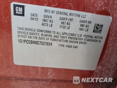 Zdjęcie 12 z 12 samochodu: 2012 CHEVROLET CRUZE LS VIN:1G1PC5SH8C7337834 - miniatura