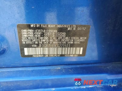 Zdjęcie 13 z 13 samochodu: 2012 SUBARU IMPREZA WRX VIN:JF1GR7E69CG221513 - miniatura