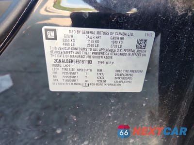 Zdjęcie 13 z 13 samochodu: 2014 CHEVROLET EQUINOX LT VIN:2GNALBEK5E6181183 - miniatura