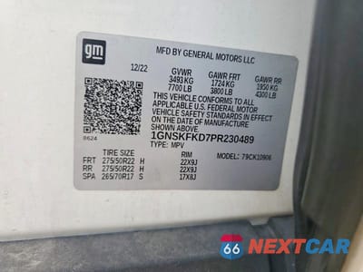 Zdjęcie 14 z 14 samochodu: 2023 CHEVROLET SUBURBAN K1500 PREMIER VIN:1GNSKFKD7PR230489 - miniatura