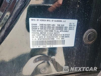 Zdjęcie 14 z 14 samochodu: 2019 HONDA PASSPORT EXL VIN:5FNYF8H55KB012066 - miniatura