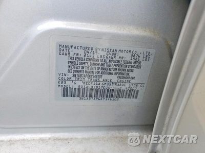 Zdjęcie 12 z 12 samochodu: 2019 NISSAN SENTRA SV VIN:3N1AB7AP6KY346102 - miniatura