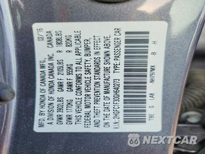 Zdjęcie 12 z 12 samochodu: 2016 HONDA CIVIC EX VIN:2HGFC1F30GH640273 - miniatura