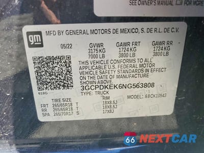 Zdjęcie 12 z 12 samochodu: 2022 CHEVROLET SILVERADO K1500 LT-L VIN:3GCPDKEK6NG563808 - miniatura