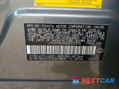 Zdjęcie 12 z 12 samochodu: 2006 LEXUS GS 300 VIN:JTHCH96S060012305 - miniatura